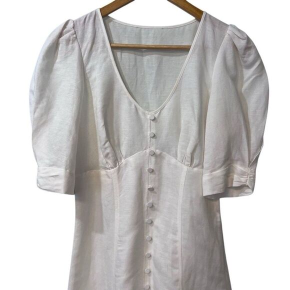 Parker  Womens  Kiera Mini Dress Size 2 XS in White Linen Blend - Picture 4 of 14